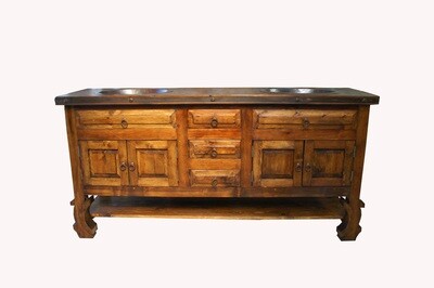 Don Pio Rustic Bathroom Vanity With Copper sinks Natural Stain