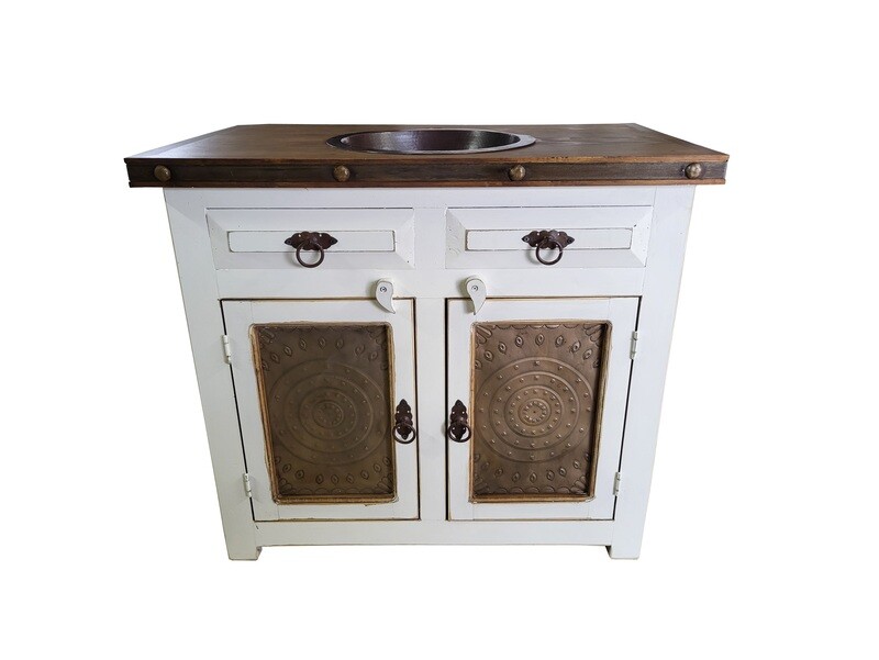 Navajo Rustic Bathroom Vanity with Copper Sink