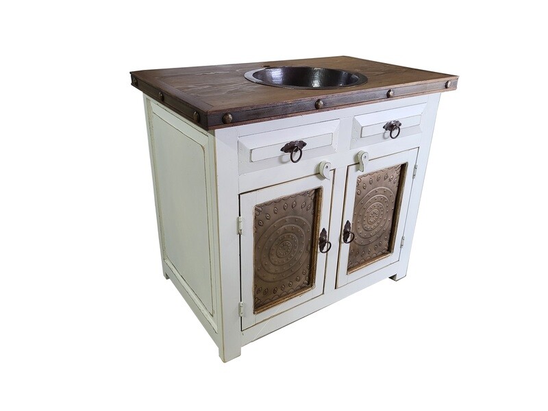 Navajo Rustic Bathroom Vanity with Copper Sink