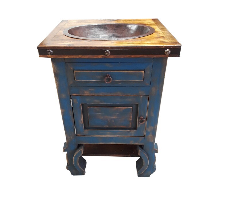Delano Rustic Bathroom Vanity With copper Sink