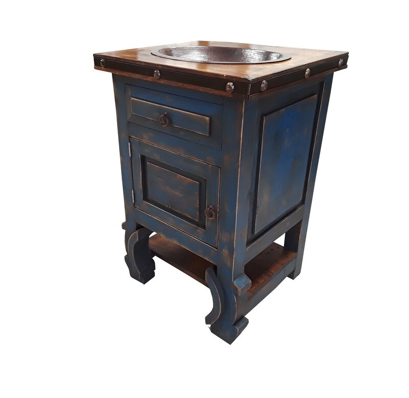Delano Rustic Bathroom Vanity With copper Sink
