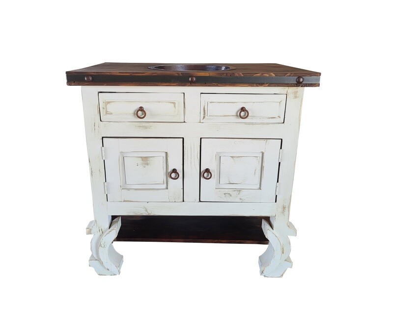 Delano rustic Bathroom Vanity With Copper sink