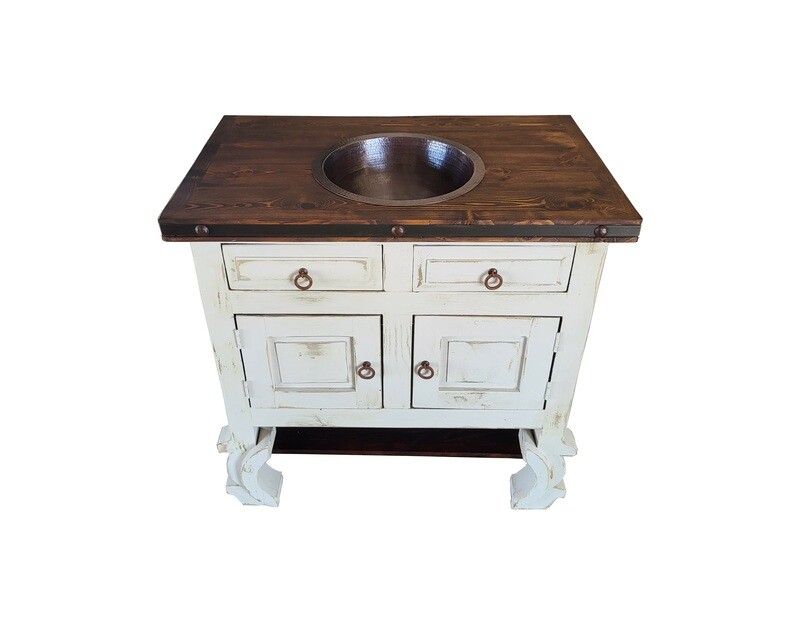 Delano rustic Bathroom Vanity With Copper sink