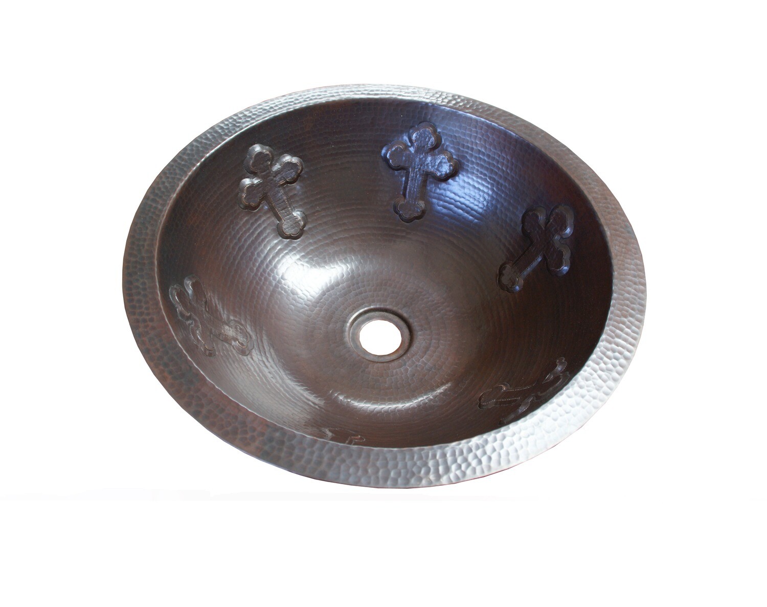 Round Copper Sink With Crosses