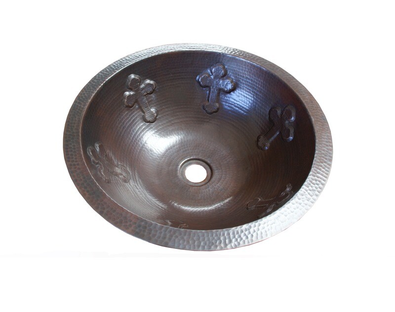 Round Copper Sink With Crosses