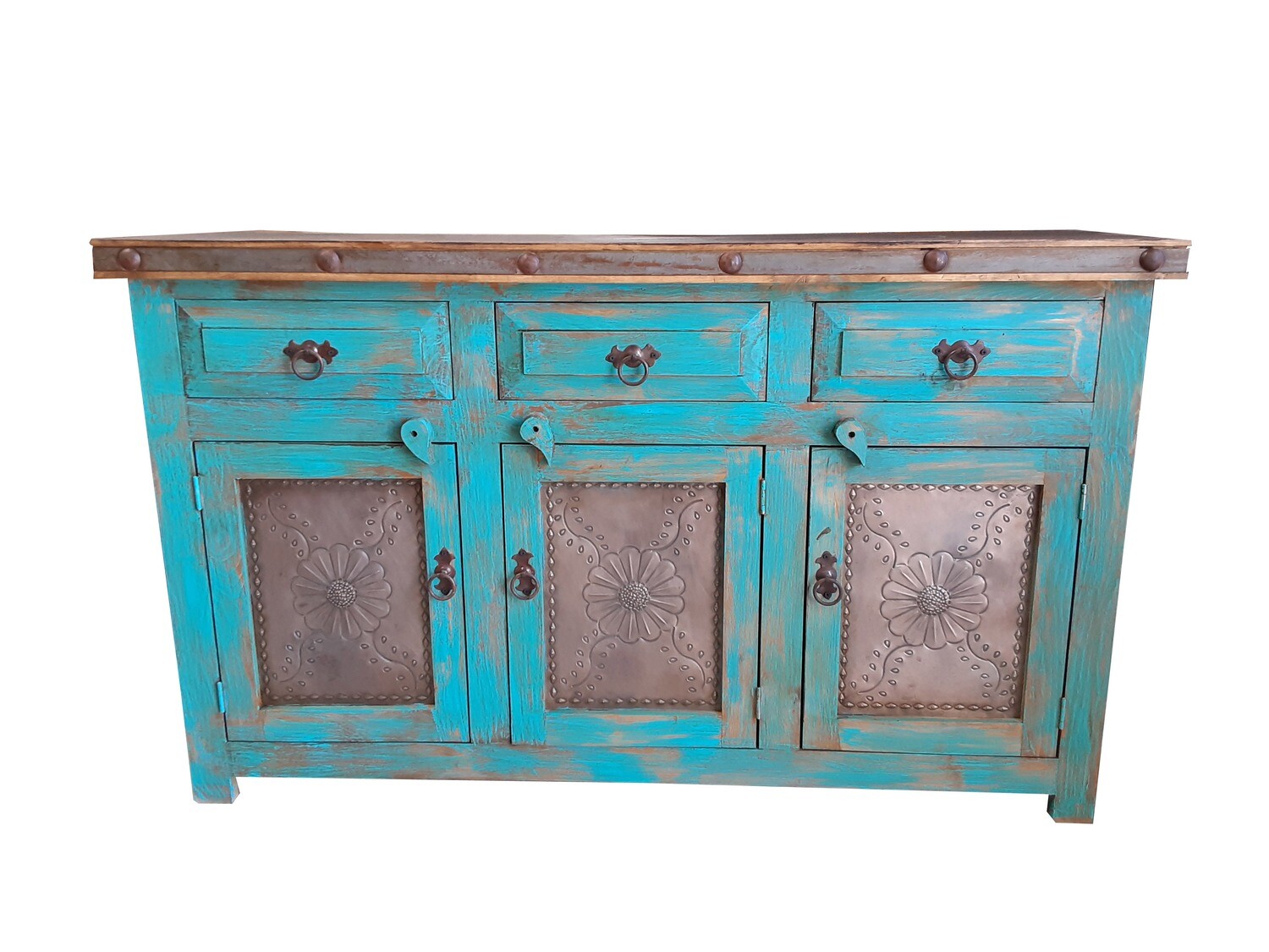 Flora Laminosa Rustic Turquoise Bathroom Vanity