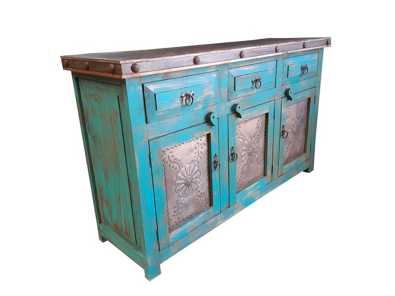 Flora Laminosa Rustic Turquoise Bathroom Vanity