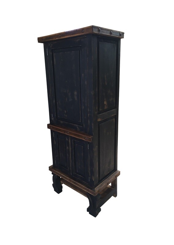 Don Pio Rustic Linen Cabinet Black Washed