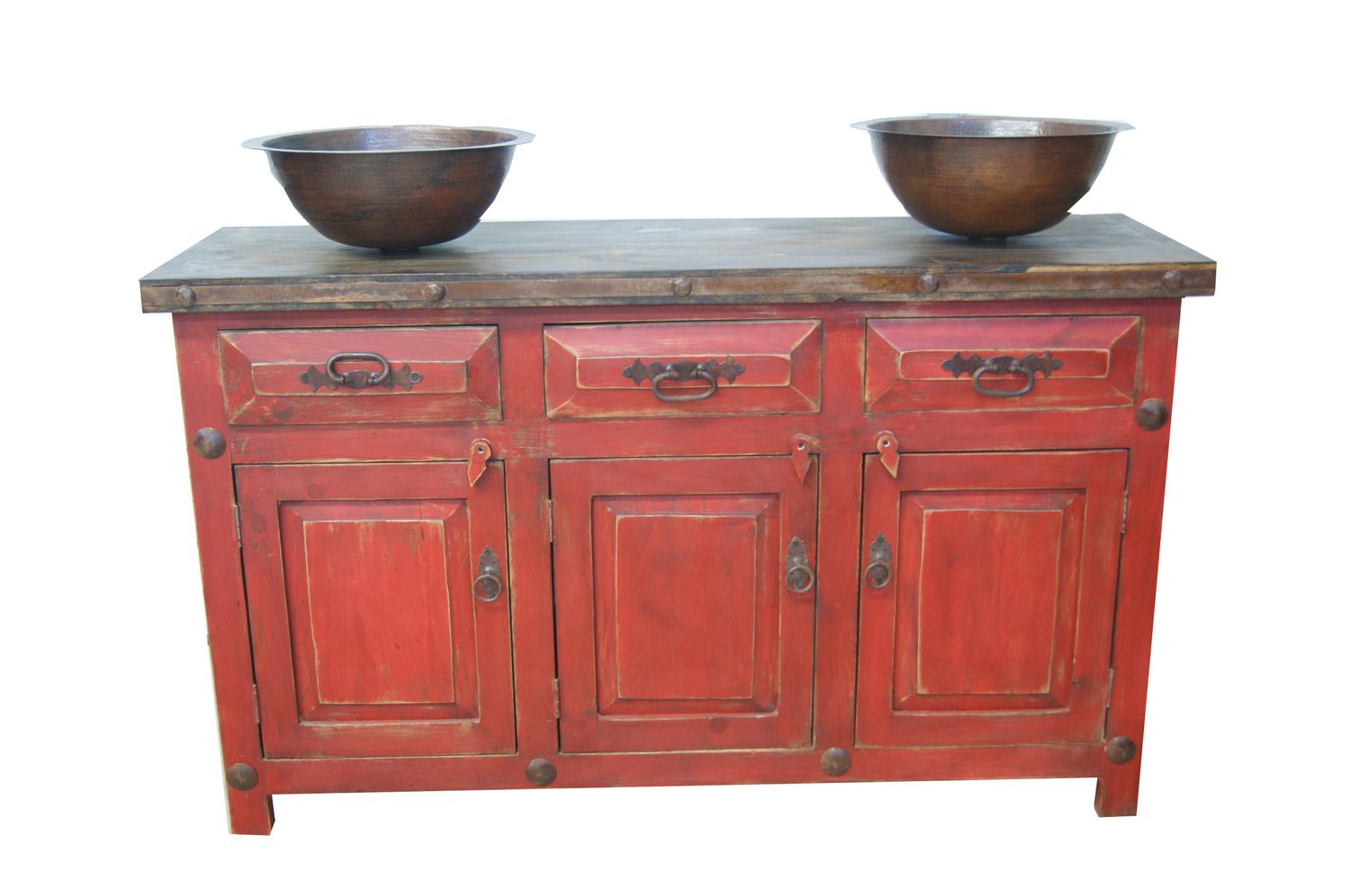 Bryson Red Rustic Bathroom Vanity