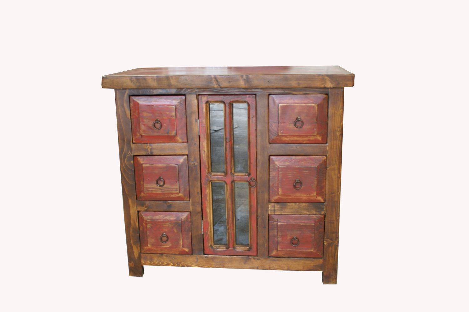Burbank Red Washed Rustic Bathroom Vanity