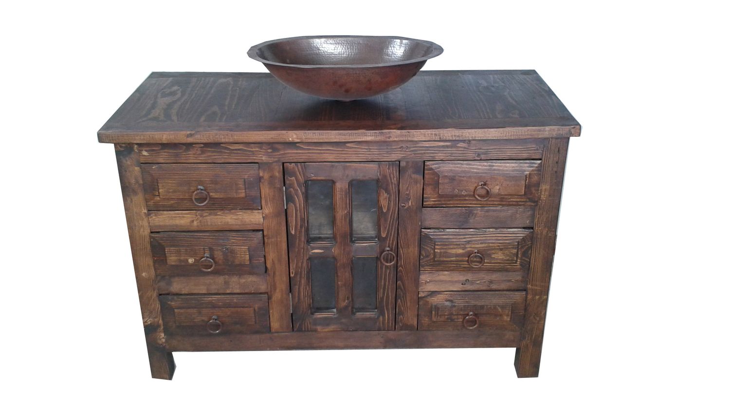 Burbank Natural Stain Rustic Bathroom Vanity