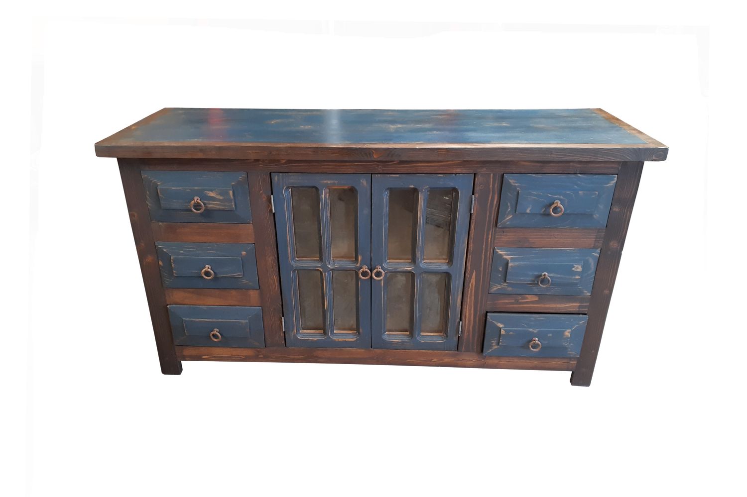 Burbank Blue Wash Rustic Bathroom Vanity