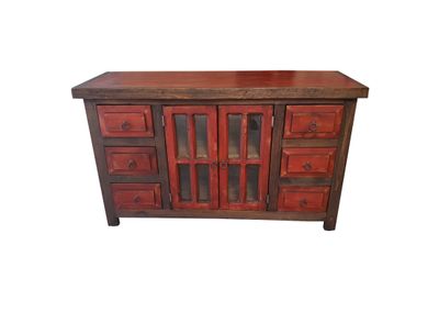 Burbank Red Washed Rustic Bathroom Vanity