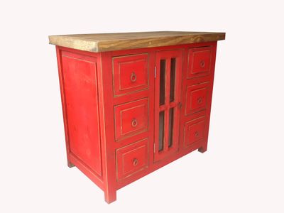 Burbank distressed Red Rustic Bathroom Vanity