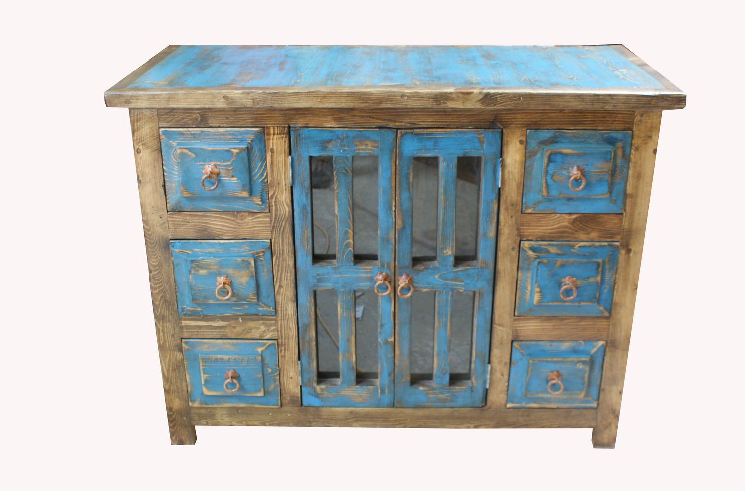 Burbank Blue Washed Rustic Bathroom Vanity