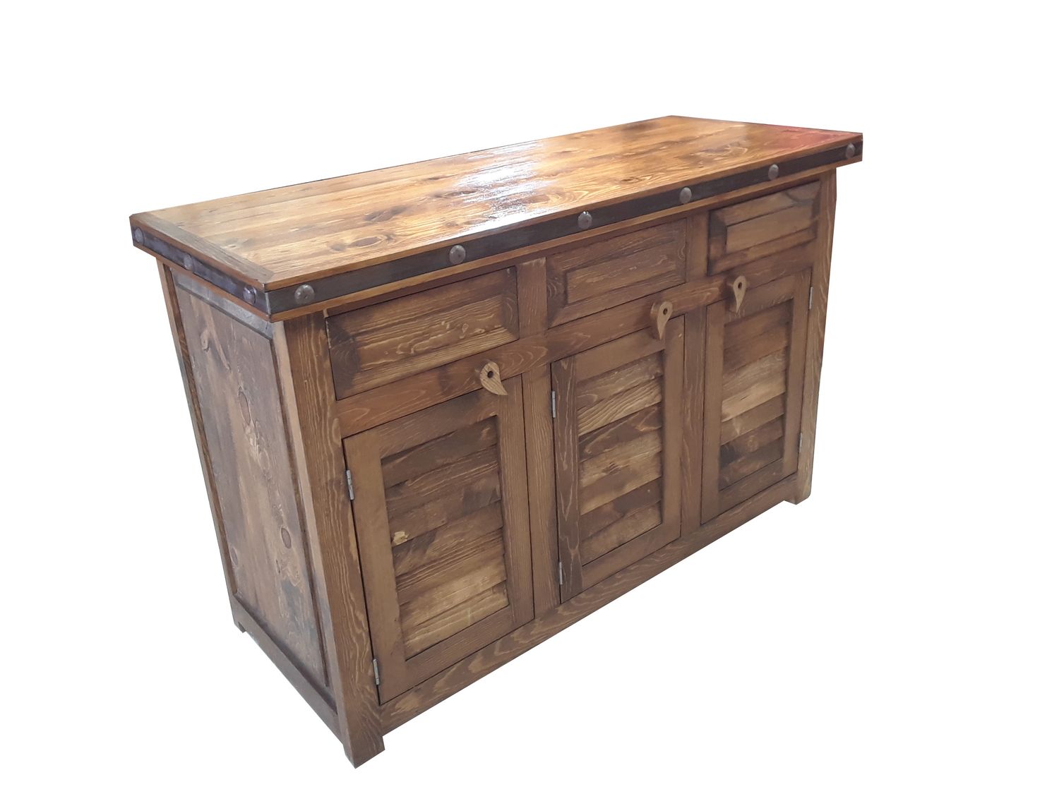 Rustic Shutter Door Bathroom Vanity Buffet Cabinet