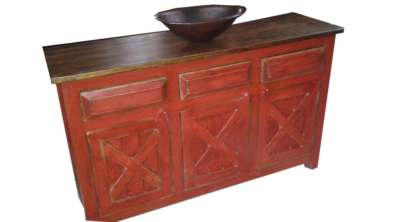 Farmhouse Red washed Bathroom Vanity