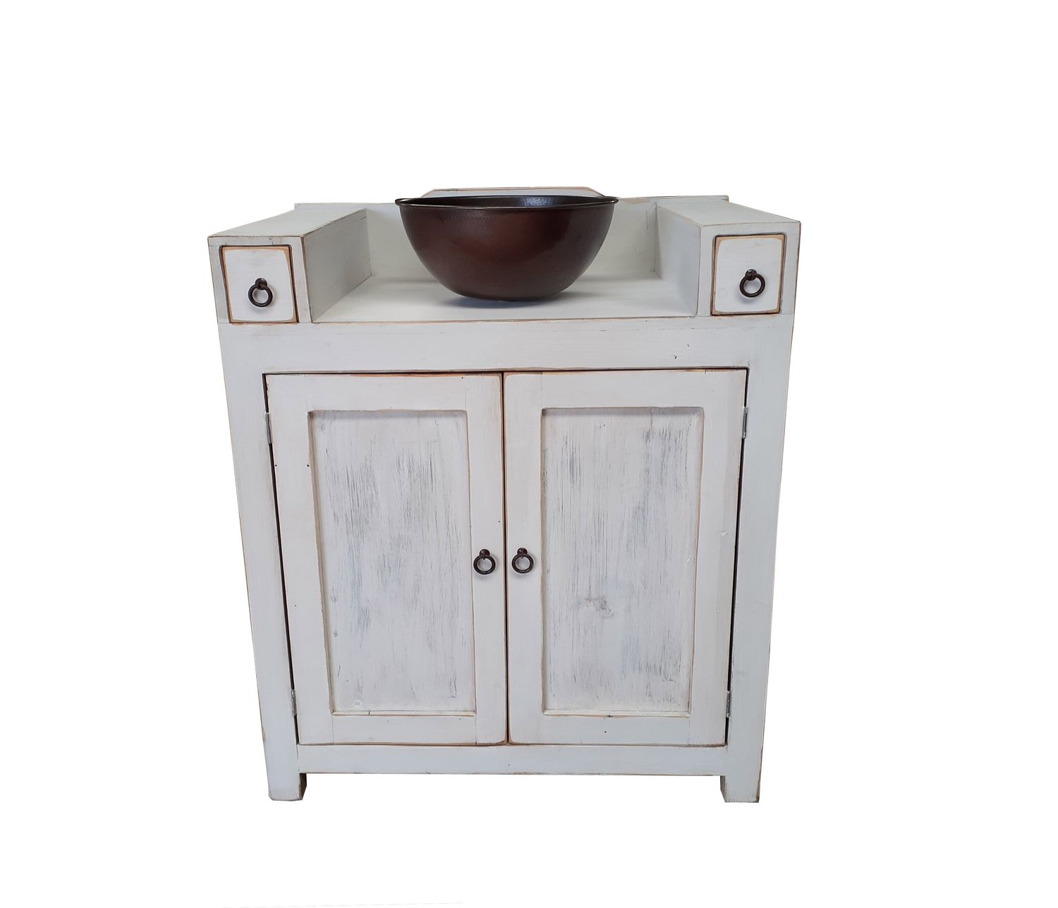 Adams Rustic Bathroom Vanity, White Washed