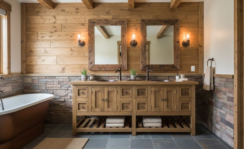 Belmont Rustic Double Sink Bathroom Vanity