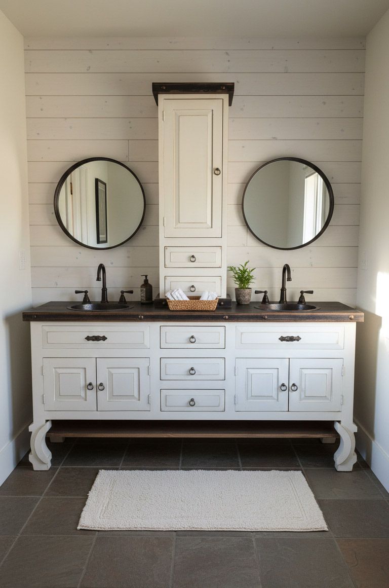Don Pio Rustic Bathroom Vanity With Tower