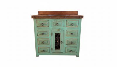 Saint Andrew Rustic Turquoise Bathroom Vanity