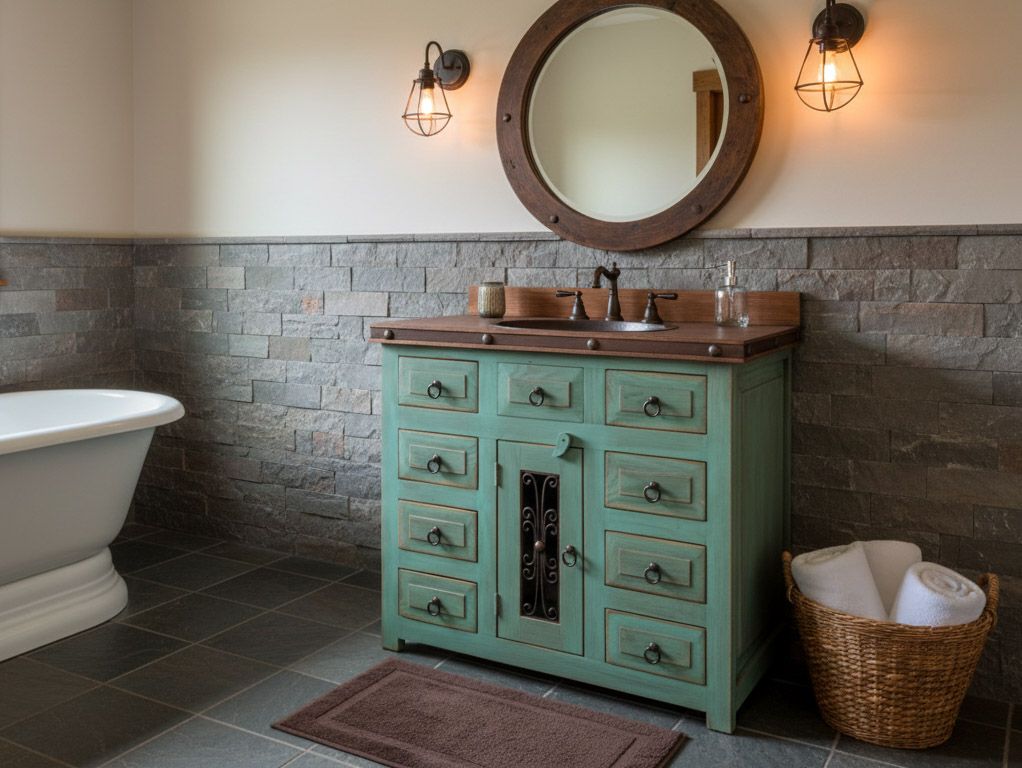 Saint Andrew Rustic Turquoise Bathroom Vanity