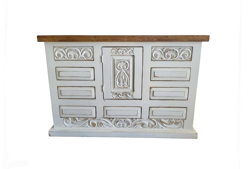 Shipwreck Rustic Carved Wood Vanity
