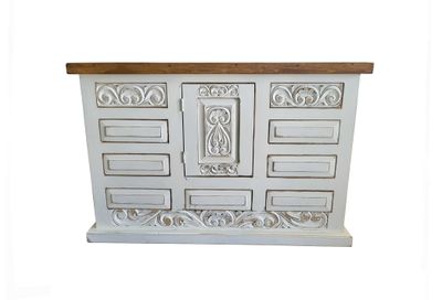 Shipwreck Rustic Carved Wood Vanity