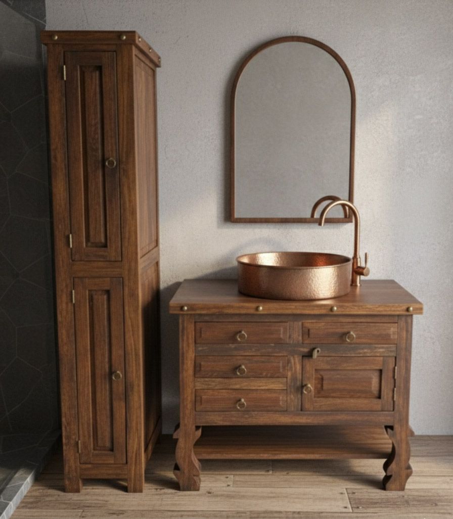 Delano Rustic Yugo Legs Medium Stain Bathroom Vanity