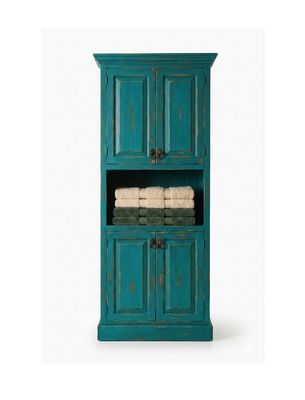 Abbot Turquoise Rustic Linen Cabinet