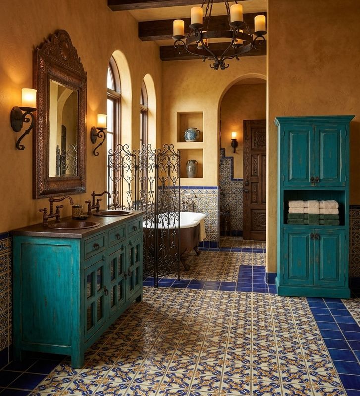 Abbot Turquoise Rustic Linen Cabinet