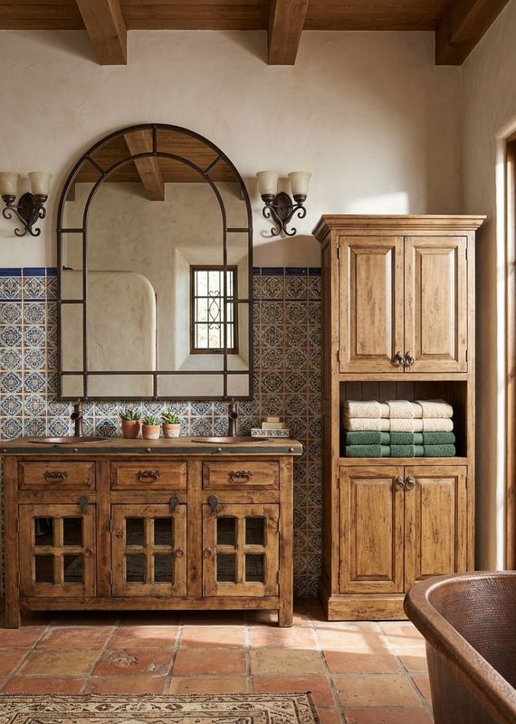 Abbot Rustic Medium Stain Linen Cabinet