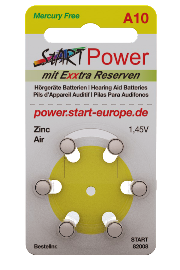 Typ A10 / PR70 - 60 Batterien Pack für Hörgeräte