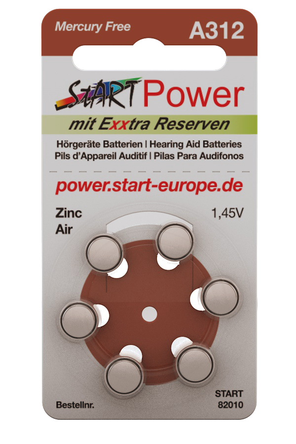 Sparpack 60 Batterien - Typ A312  / PR41 / braun - 1.45V - 160mAh