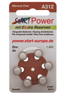 Sparpack 60 Batterien - Typ A312  / PR41 / braun - 1.45V - 160mAh