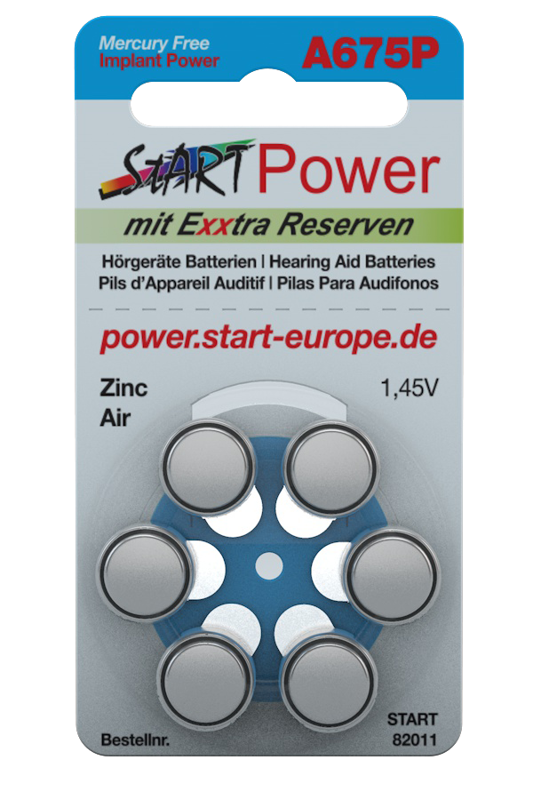 60 Batterien für CI Sprachprozessoren - Typ A675 P - 1.45V - 550mAh - PR44 P