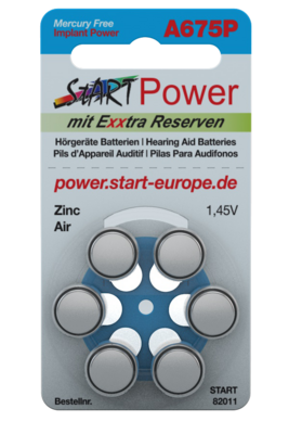 60 Batterien für CI Sprachprozessoren - Typ A675 P - 1.45V - 550mAh - PR44 P