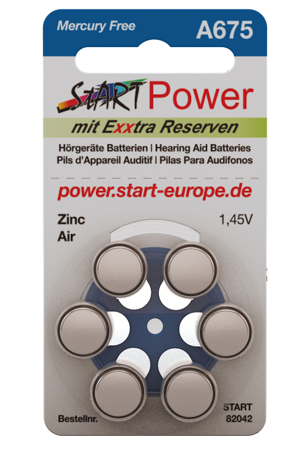 60 Batterien für Hörgeräte - Typ A675 - 1.45V - 550mAh - PR44