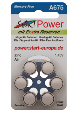 60 Batterien für Hörgeräte - Typ A675 - 1.45V - 550mAh - PR44