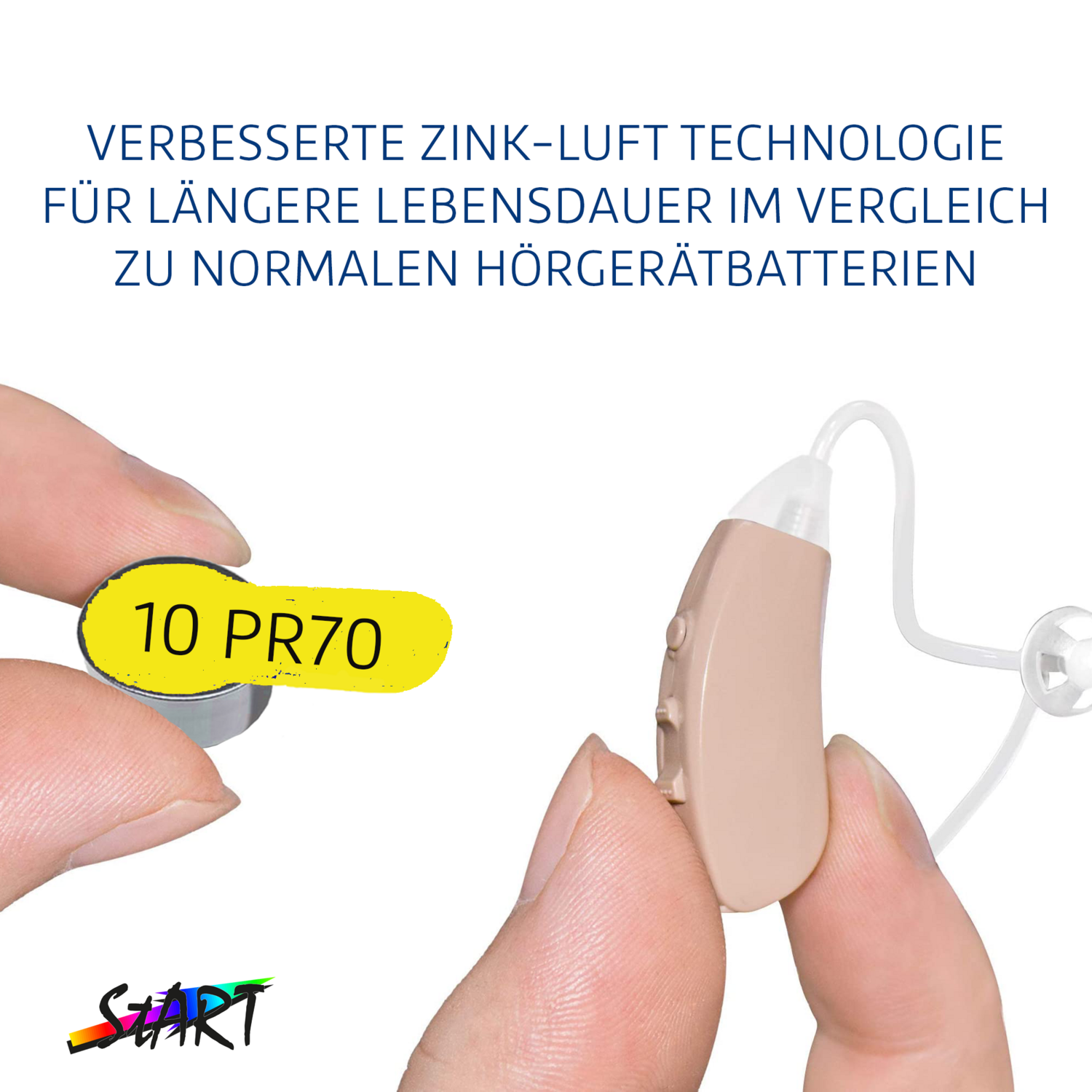 Typ A10 / PR70 - 60 Batterien Pack für Hörgeräte