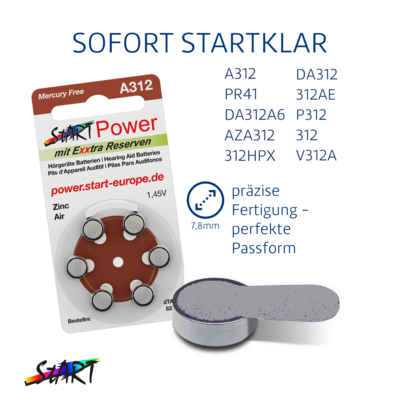 Sparpack 60 Batterien - Typ A312  / PR41 / braun - 1.45V - 160mAh