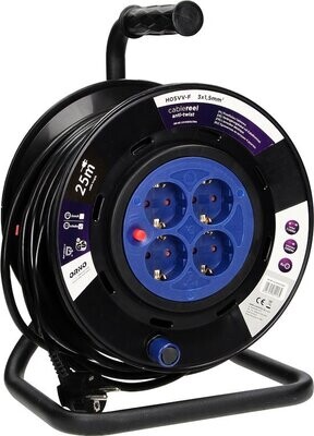 -25 Meter-  Kabelhaspel -  -4-voudige stopcontacten 3x1.5mm²