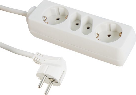 Bureau stekkerdoos 1,5 meter kabel - Verdeelstekker 4-voudig - Stopcontact splitter 2x schuko, 2x EURO - Wit