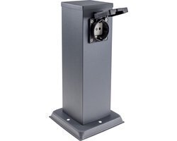 Buitenstopcontact paal met 2 zwarte stopcontacten - Tuinstopcontact 27 cm - 230V tot 3680 Watt
