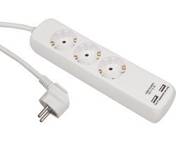 2xUSB-A 3xStopcontact  1,5meter kabel Basic-Model