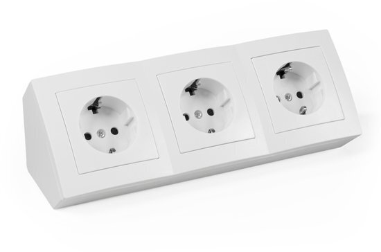 3 stopcontacten, 15 cm kabel Wit