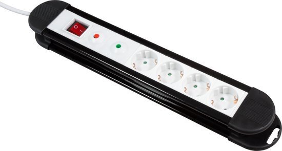 4x Stopcontact Aan/uit-knop Overspannings-beveiliging 1,4meter snoer