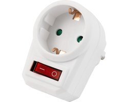 1x Schuko -Randaarde- Smalle aan/uit Knop