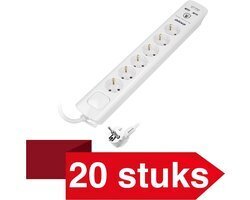 20 Stuks 6xStopcontacten 2x USB-A Aan/uit-knop 3meter kabel
