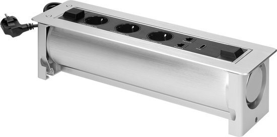 Professioneel 3 stopcontact, 2x RJ45, 1x HDMI 1,5 meter kabel Zilver